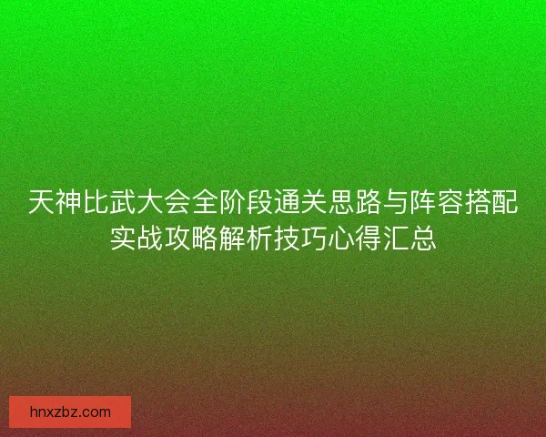 天神比武大会全阶段通关思路与阵容搭配实战攻略解析技巧心得汇总
